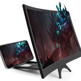 Resim 12 İnç 3D Büyüteçli Telefon Ekran Genişletici - Ayarlanabilir Standlı, Katlanır Taşınabilir HD Büyük Ekran, Hafif Tasarım, Dayanıklı Yapı, Akıllı Telefonlar için Eğlence Aksesuarı, Film ve Video İzleme, Teknoloji Tutkunları İçin 