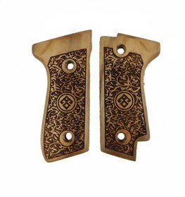 Resim 92S Pistol Grip - Beech wood Honey Hand-engraved 3D pattern - ZIB Grips 