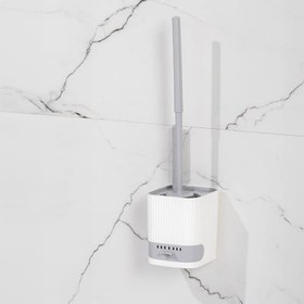 Resim Porsima 2026 Pratik Temizlik Tuvalet Fırçalığı Banyo Tuvalet Fırçası Wc Fırçası - Gri Beyaz 