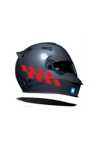 Resim Reflektif Kırmızı Damalı Kask Motosiklet Sticker Takımı Çınar Extreme 