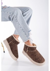 Resim Viola Kalın Taban Bilek Boy Ugg Leopar Gri 