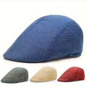 Resim Vintage Beret Cap - Hafif, Nefes Alabilen Polyester, Erkekler ve Kadınlar İçin Klasik Haber Tasarımı, Bahar ve Yaz İçin İdeal 