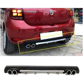 Resim Dacia Sandero Uyumlu Gri Difüzör Çiftli Yuvarlak Egzoz Görünümlü D Tip Difizör 