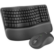 Resim Logitech Wave Keys MK670 Combo M550 L Kablosuz Ergonomik Ingilizce Klavye Mouse Seti Siyah 