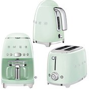 Resim Smeg 50's Style KLF03PGEU Pastel Yeşil Kettle TSF01PGEU 1x2 Ekmek Kızartma Makinesi ve DCF02PGEU Filtre Kahve Makine Seti 