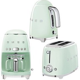 Resim Smeg 50's Style KLF03PGEU Pastel Yeşil Kettle TSF01PGEU 1x2 Ekmek Kızartma Makinesi ve DCF02PGEU Filtre Kahve Makine Seti 