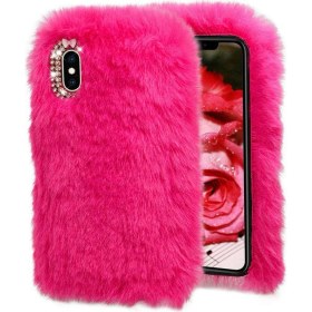 Resim TahTicMer Samsung Galaxy A2 Core A260 Kılıf Peluş Tüylü Taşlı Silikon Tpu Kapak Fuşya 