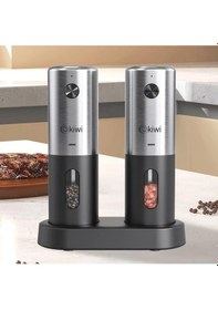 Resim Kiwi Kspg-4852 Şarjlı Paslanmaz Çelik Tuz Karabiber Değirmeni Otomatik Baharat Öğütücü 2li Paket Gri - Siyah 