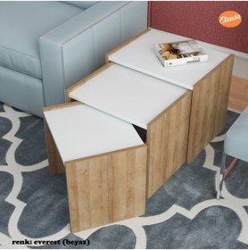 Resim Modilayn 3 Lü Zigon Sehpa Ofis Sehpası Dikdörtgen Laptopluk 