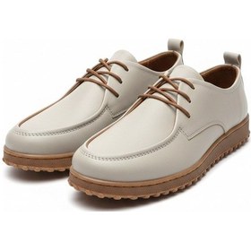 Resim Voyager Kadın Bağcıklı Rahat Günlük Deri Casual Ayakkabı Z887 Bej 