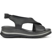 Resim Ziya, Kadın Hakiki Deri Dolgu Topuk Sandalet 1511020z2562 Siyah 1511020z2562 000 Siyah 