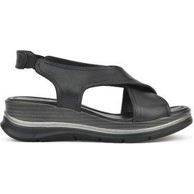 Resim Ziya, Kadın Hakiki Deri Dolgu Topuk Sandalet 1511020z2562 Siyah 1511020z2562 000 Siyah 