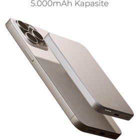 Resim Woyax By Deji Magsafe Powerbank 5000 mAh 20w Hızlı Taşınabilir Şarj Cihazı Batarya iPhone 11 12 13 14 15 16 17 Pro Max Mini - Beyaz 