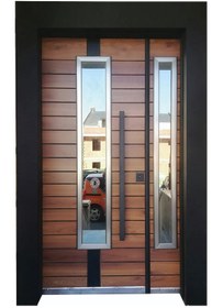 Resim Çelik Kapı Modelleri Saruhan Camlı Düz Model Bina Kapısı Sol 