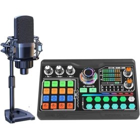 Resim Podcast Mikrofon Ses Kartı Kiti Pc Smartphone Dizüstü Bilgisayar Içiin Vlog Kayıt Canlı Akışı Youtuber Yayıncılara Uygun P300 (P300) 