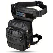 Resim Fochsia Y-mc0106 Siyah Motosiklet Bel Çantası Dayanıklı Polyester Çok Bölmeli Ayarlanabilir Kayış Siyah 