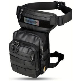 Resim Fochsia Y-mc0106 Siyah Motosiklet Bel Çantası Dayanıklı Polyester Çok Bölmeli Ayarlanabilir Kayış Siyah 