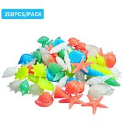 Resim Samdoo Akvaryum Işıklı Dekoratif Taşlar - Resin Deniz Kabukları Yıldızları - Fenerli 200 Adet/paket 