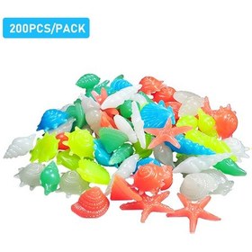 Resim Samdoo Akvaryum Işıklı Dekoratif Taşlar - Resin Deniz Kabukları Yıldızları - Fenerli 200 Adet/paket 
