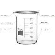 Resim Agena Cam Beher Seti 3 Parça, 1'er Adet 100ml, 150ml Cam Beher Ve 200mm Cam Baget 