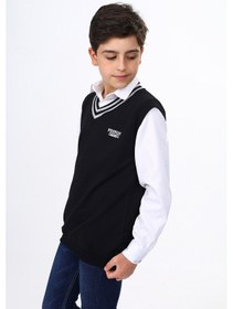 Resim Toontoy Kids Toontoy Erkek Çocuk Okul Nakışlı Süveter Siyah 