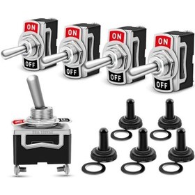 Resim Lasonstiges Dayanıklı Rocker Anahtarı İki Pozisyon 15a 250v 20a 125v Spst 2 Pin On / Off Metal Yarasa Su Geçirmez Bagaj Kapağı 