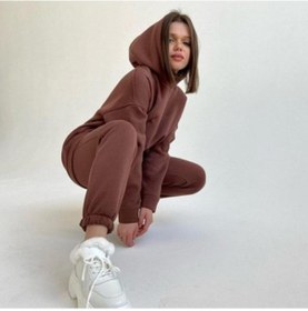 Resim Novahub Polar Kapşonlu Spor Takım Elbise Kadın Sıcak Uzun Kollu Kapşonlu Üst Elastik Bel Pantolon Kadın Iki Parçalı Setleri Kadın Kıyafetleri Kamel Camel - L Camel 