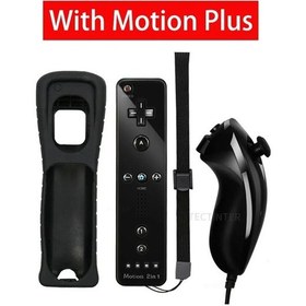 Resim Siyah-dahili Motion Plus Uzaktan Uyumlu Nintendo Wii Denetleyicisi Nunchuck Seti Kablosuz Bluetooth Gamepad Ile Silikon Kılıf 