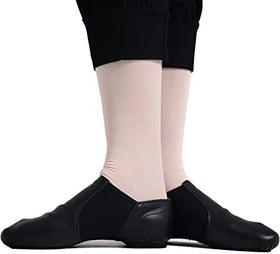 Resim Jazz Ayakkabı, Hakiki Deri Slip On/Lace Up Modern Jazz Dans Ayakkabıları Çocuklar Yetişkinler için 