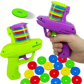 Resim 2 adet Canlı Gökkuşağı Atıcı Oyuncakları - Yumuşak Mermi Okları, Renkli Plastik Açık Oyun, Ebeveynler ve Aile için, 30 Yumuşak Disk Dahil, İç ve Dış Mekan Oynamak için İdeal, İç Mekan Oyuncakları | Oynamak İçin Tasarım | Dayanıklı Plastik 