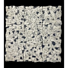 Resim Pietramosaic Puzzle Carrara & Siyah Mermer Mıx Eskitme Mozaik Doğaltaş Duvar Kaplama 