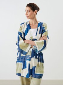 Resim LC Waikiki LCWAIKIKI Classic Yeşil Şal Yaka Desenli Oversize Kadın Kimono 