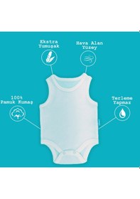 Resim Novibaby 6-9 Ay Bebek Atlet Body Zıbın Beyaz Çıtçıtlı 100% Pamuk Beyaz 