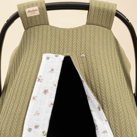 Resim Puset Örtüsü - Çift Taraflı - Açık Yeşil Örgü - Çiçekler 