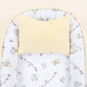 Resim Babynest ve Yastık - Çift Taraflı - Sarı Muslin - Çiftlik hayvanları 