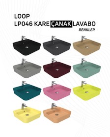 Resim Loop Kare Masa Üstü İnce Çanak Lavabo 45 cm Extra Cool Grey 