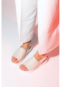 Resim Luvishoes Londoi Bej Cilt Hakiki Deri Lastikli Kadın Sandalet Bej 