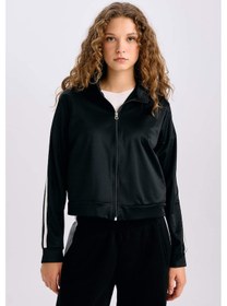 Resim DeFacto Oversize Geniş Kalıp Cepli Fermuarlı Spor Hırka E1803AX24WNBK81 Siyah 