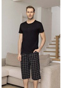 Resim Aydoğan Erkek Kısa Kol Kaprili Modal Pijama Takımı 260030 Siyah02 