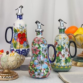 Resim 1 adet Seramik Yağ Potu, El Boyalı Seramik Zeytinyağı Pompası ve Kolu, Mutfak Yağ Şişesi, Zarif Çiçek Desenli, Büyük Kapasiteli, Mutfak Aksesuarları, Ev İçin Mutfak Dekorasyonu 