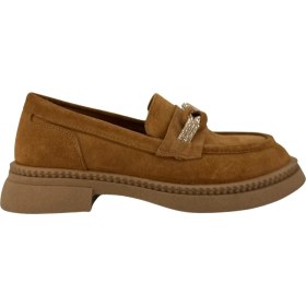 Resim Albini 26101906S Taba Süet Deri Kadın Loafer Ayakkabı 