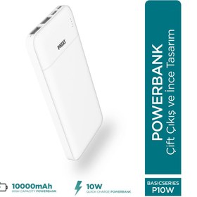 Resim Phixi Basic P10 10000mah Powerbank 10w - 2 Port Led Gösterge - Taşınabilir Şarj Cihazı 