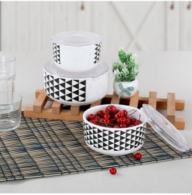 Resim Keramika Trigon Kera Baharat Seti 12-14-16 CM 3 Parça Beyaz - Siyah 