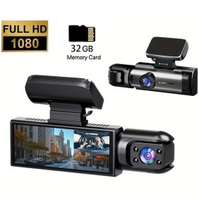 Resim Dashanshop 1080p Ultra-clear Arac Kutusu Yeni Yükseltilmiş Dash Cam 32g Hafıza Kartlı Gece Görüşlü Ön Ve İç Görüşlü Çift Kameralı 140 Geniş Açı 