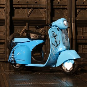 Resim Vintage Motosiklet Oyuncak Araba, Geri Çekme Hareketli, Gerçekçi Sürüş Sesleri ve Yanıp Sönen Far - Alaşım Yapı, Erkek Kız Çocuklar İçin - Doğum Günü, Noel, Cadılar Bayramı, Yılbaşı Hediyesi - Pembe/Mavi/Sarı 