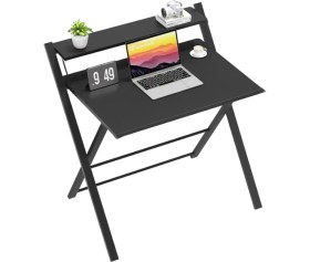 Resim Ayz Bodo Metal Ayaklı Laptop Masası Katlanır Çalışma Masası Raflı Masa Katlanır Laptop Sehpası Siyah - Siyah 