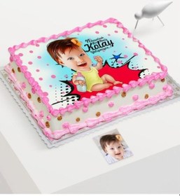 Resim Kişiye Özel Kız Bebek Karikatür Baskılı Yaş Pasta Için Yenilebili 