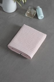 Resim Pudra Pembe Pirinç Desenli Pamuk El Havlusu (30x50) 