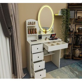 Resim Avesta Mobilya Makyaj Masası Tuvalet Masası Led Işık Hediyeli Kulis Aynası Premium Kalite 1.kalite Işıklı Beyaz 