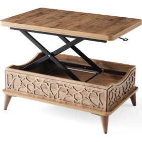 Resim Evistro Akıllı Laptop Sehpa Yemek Masası Orta Sehpa Ceviz-Ekru 